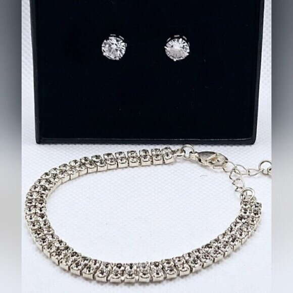 Jewelry - Diamond Simulants Earrings & Tennis Bracelet